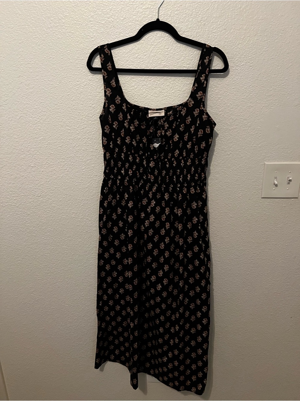 Universal Thread Black Floral Square-Neck Midi Dress